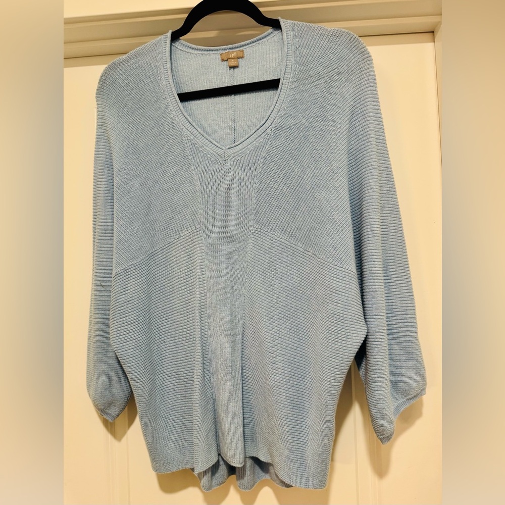 J. Jill Soft Blue Dolman Sleeve Ribbed V-Neck‎ Sweater Size S